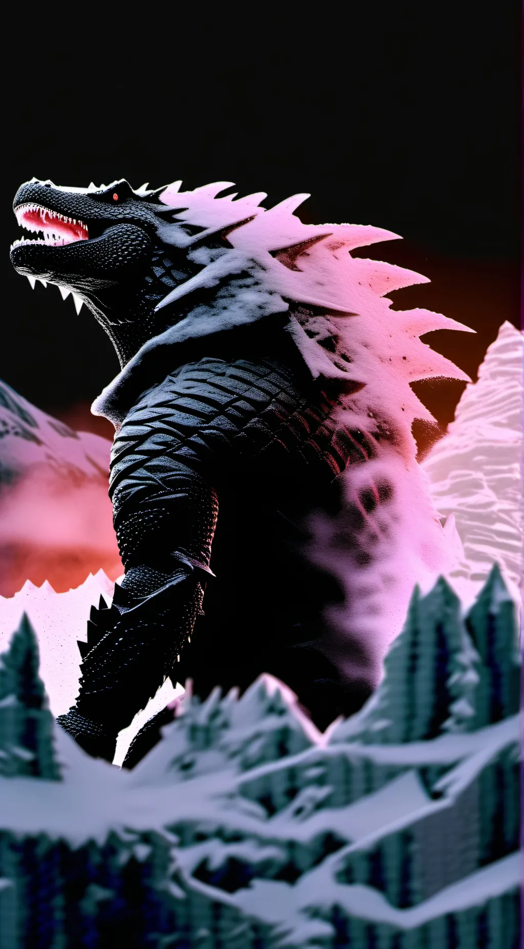 ai character: Gxk Godzilla background