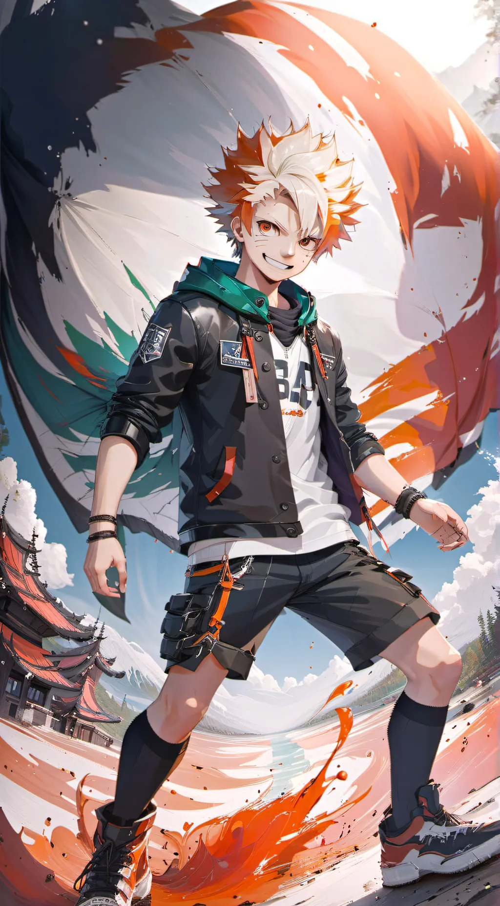 ai character: Katsuki Bakugo  background