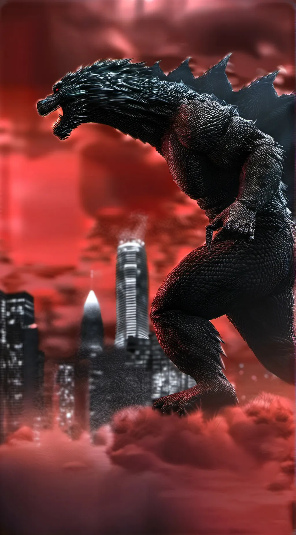 ai character: Godzilla Ultima background