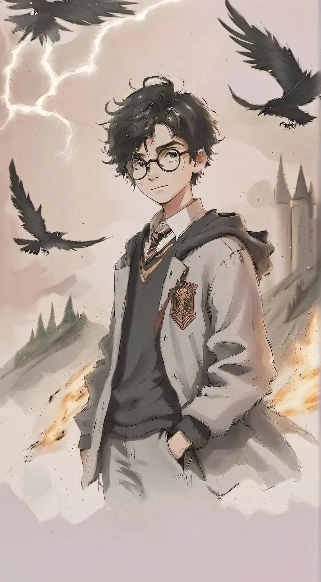 ai character: Hogwarts  background