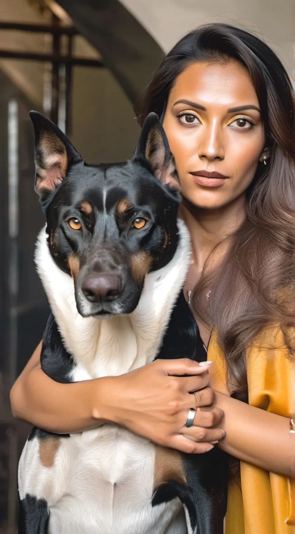 ai character: Dog woman background