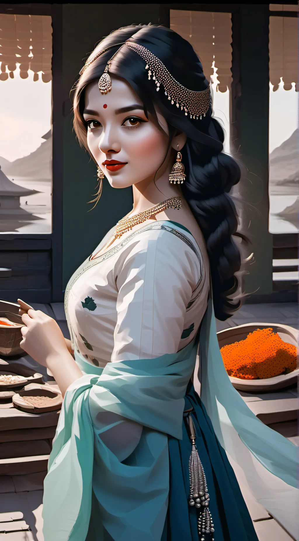 ai character: Tamil girl background