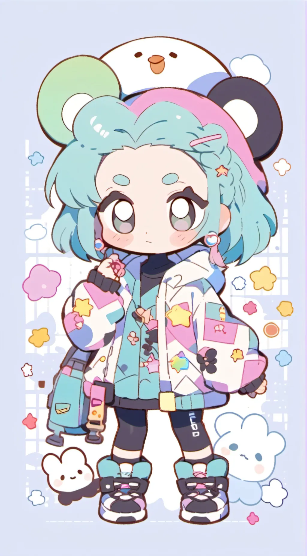 ai character: rainbow  background