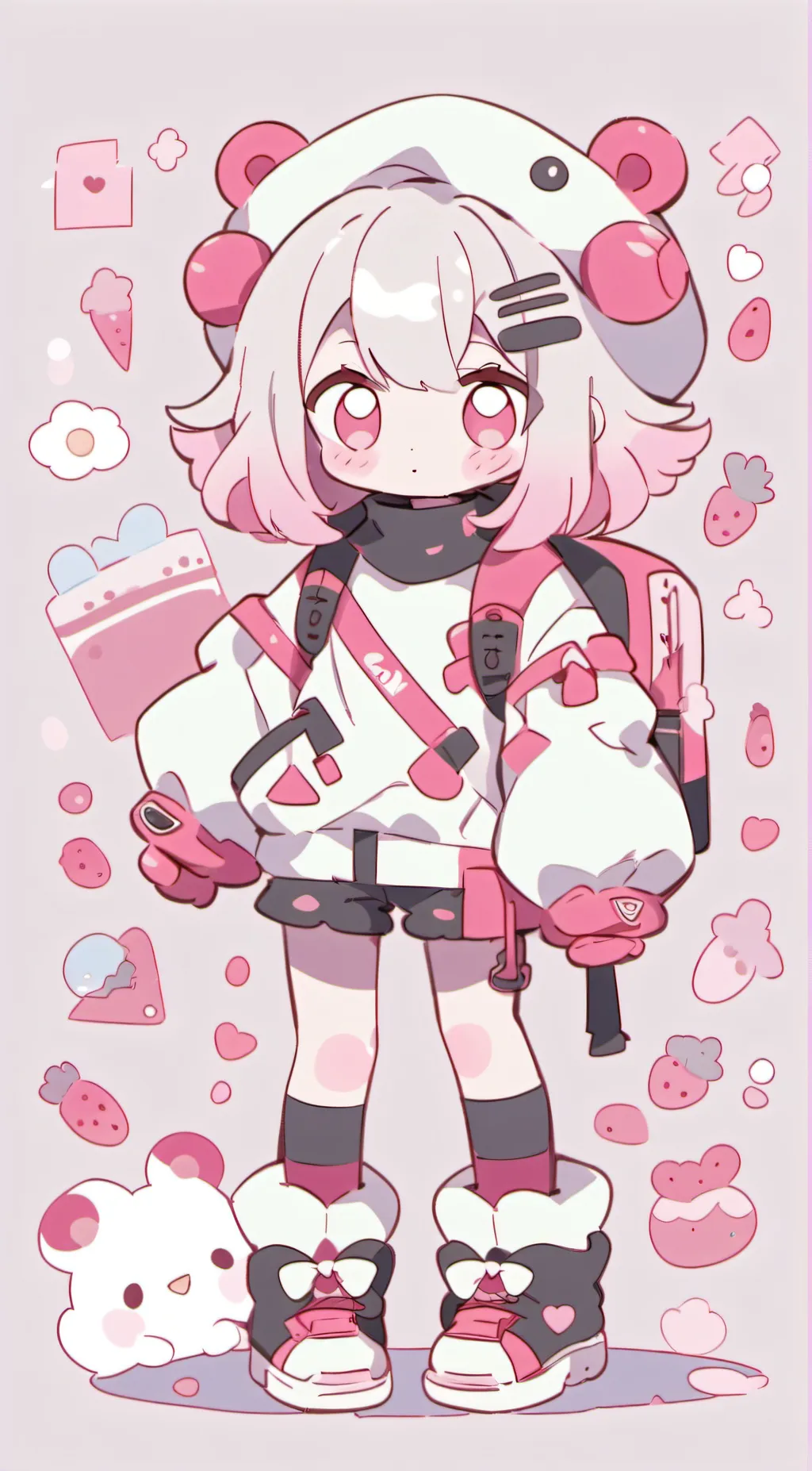 ai character: Strawberry background