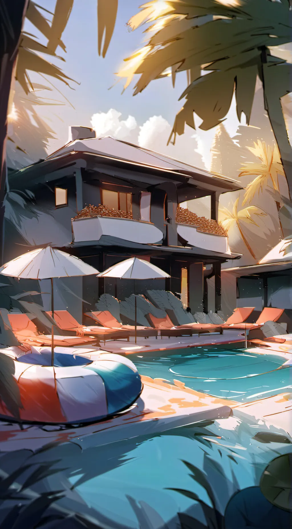 ai character: MHA pool party  background