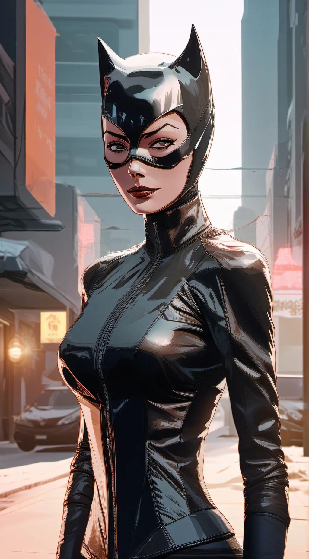ai character: Catwoman  background