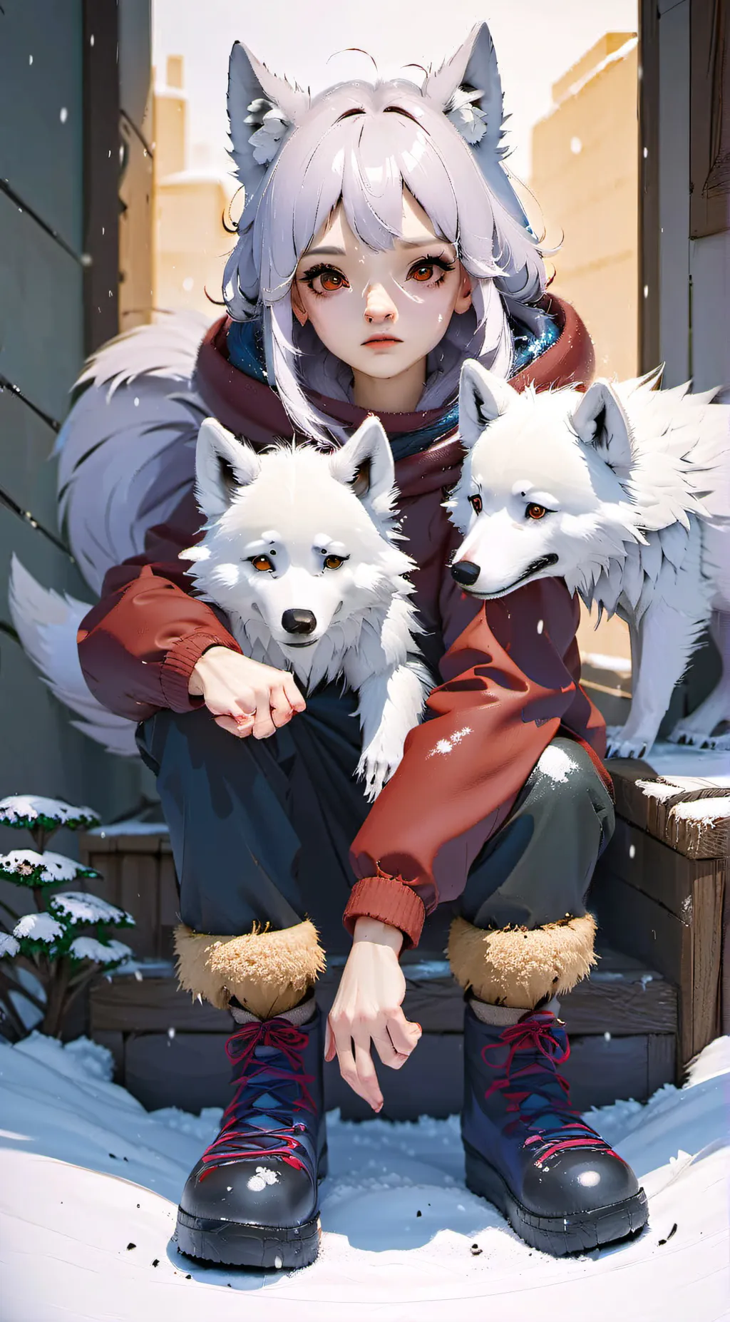 ai character: Snowy background