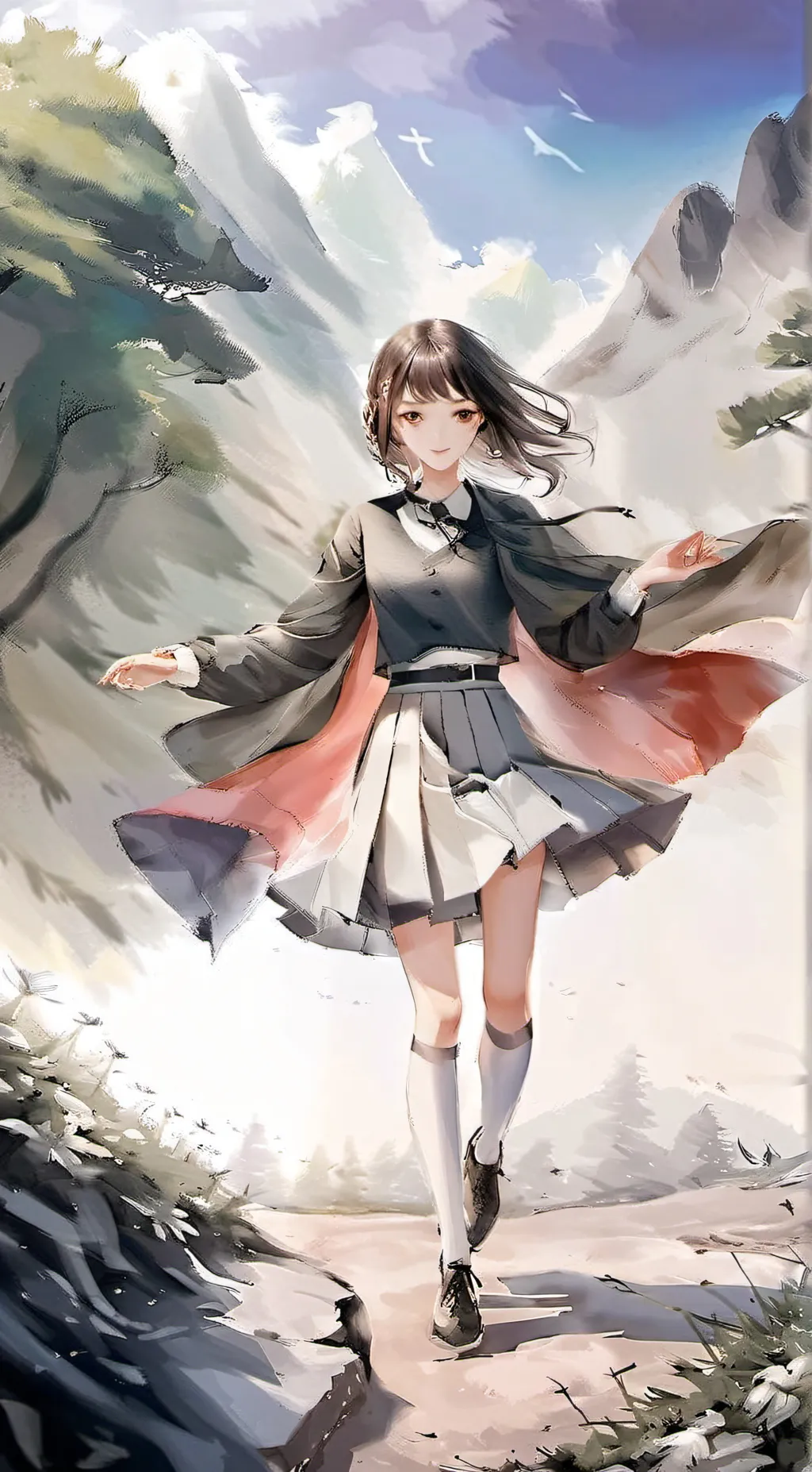 ai character: flying skirt background