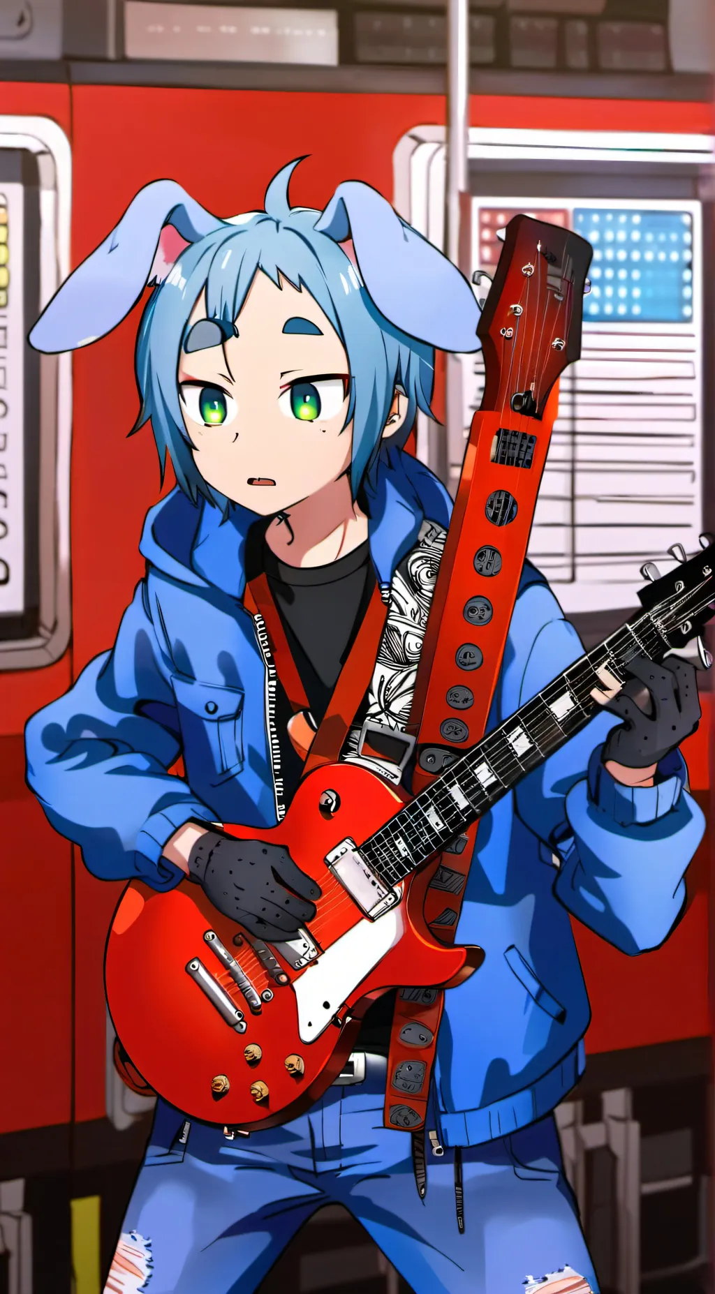 ai character: toy bonnie  background