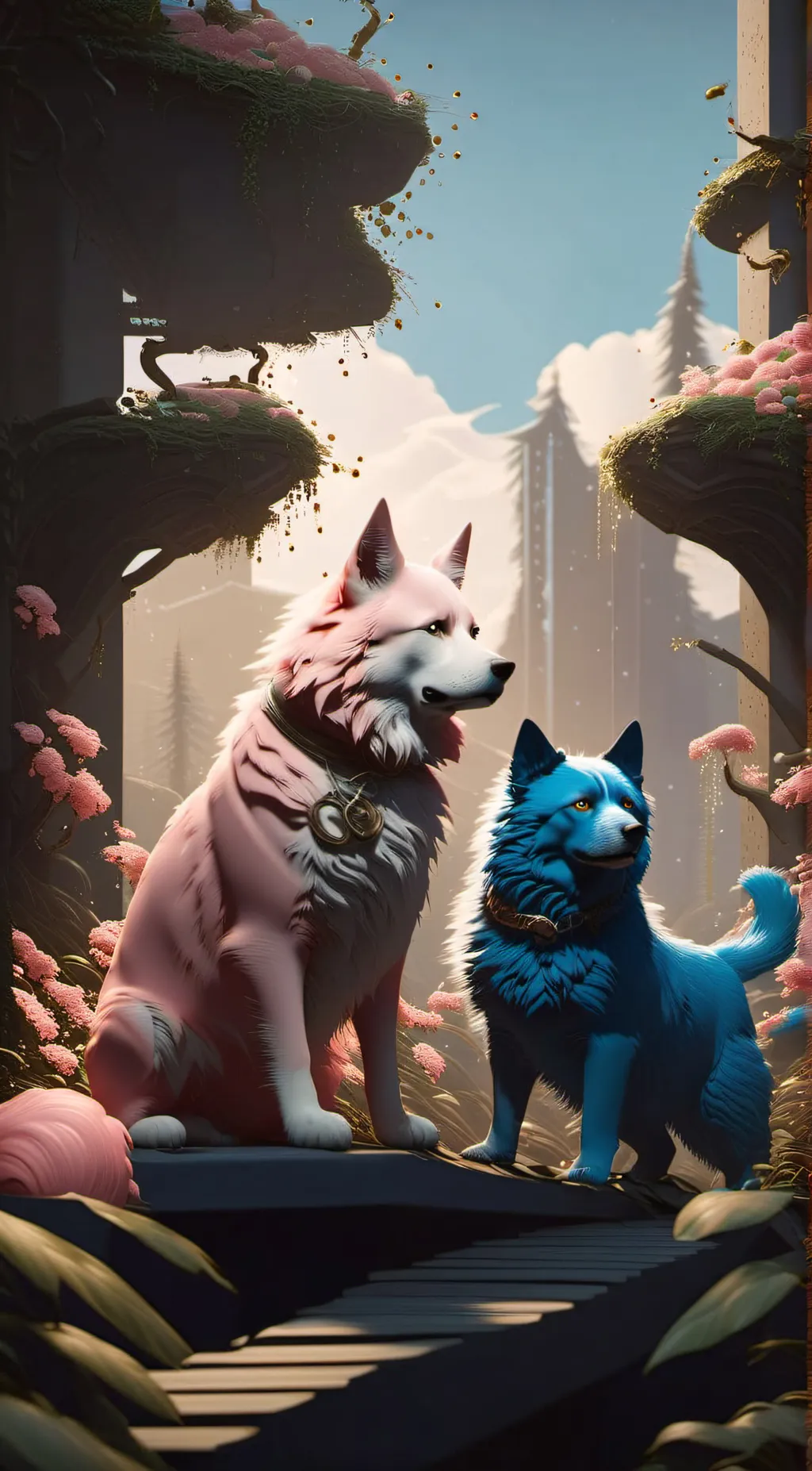 ai character: Rainbow dogs Part1 background
