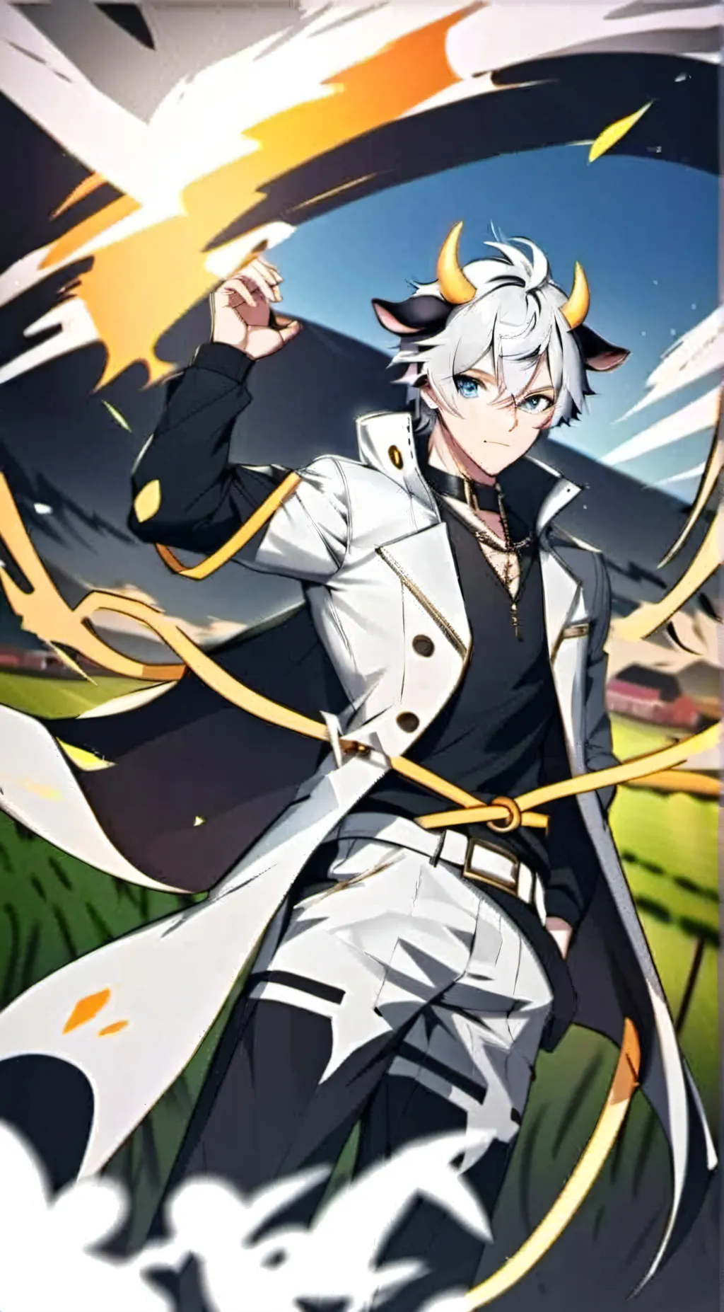 ai character: Axel/ Golden bull background