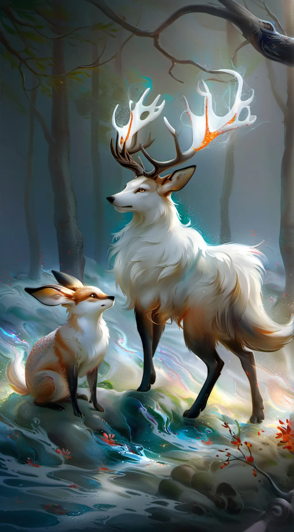 ai character: Snowy and flame background