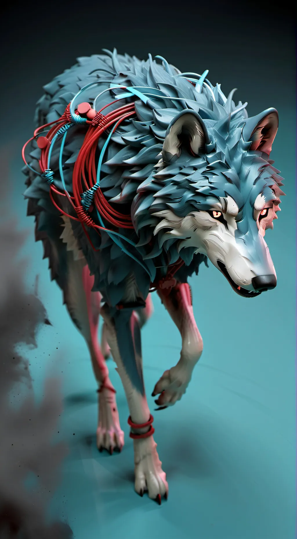 ai character: lucas blue wolf background