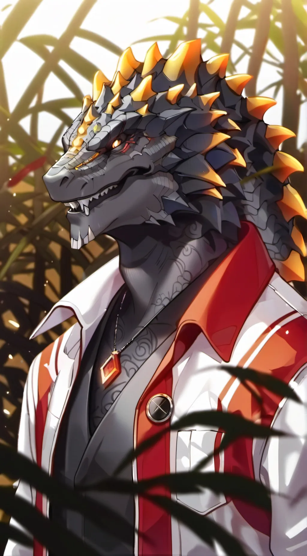 ai character: godzilla  background