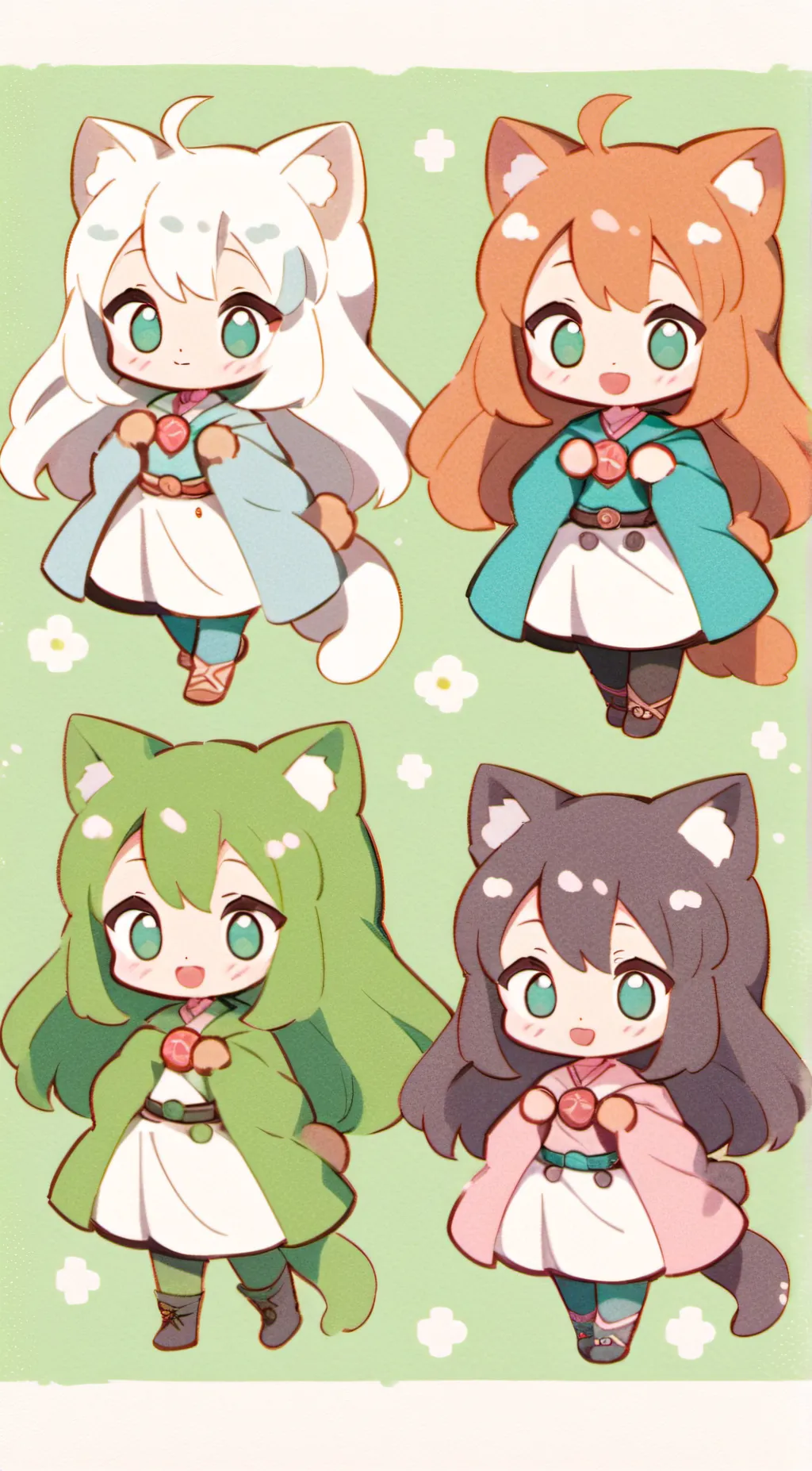 ai character: 4 catgirls background