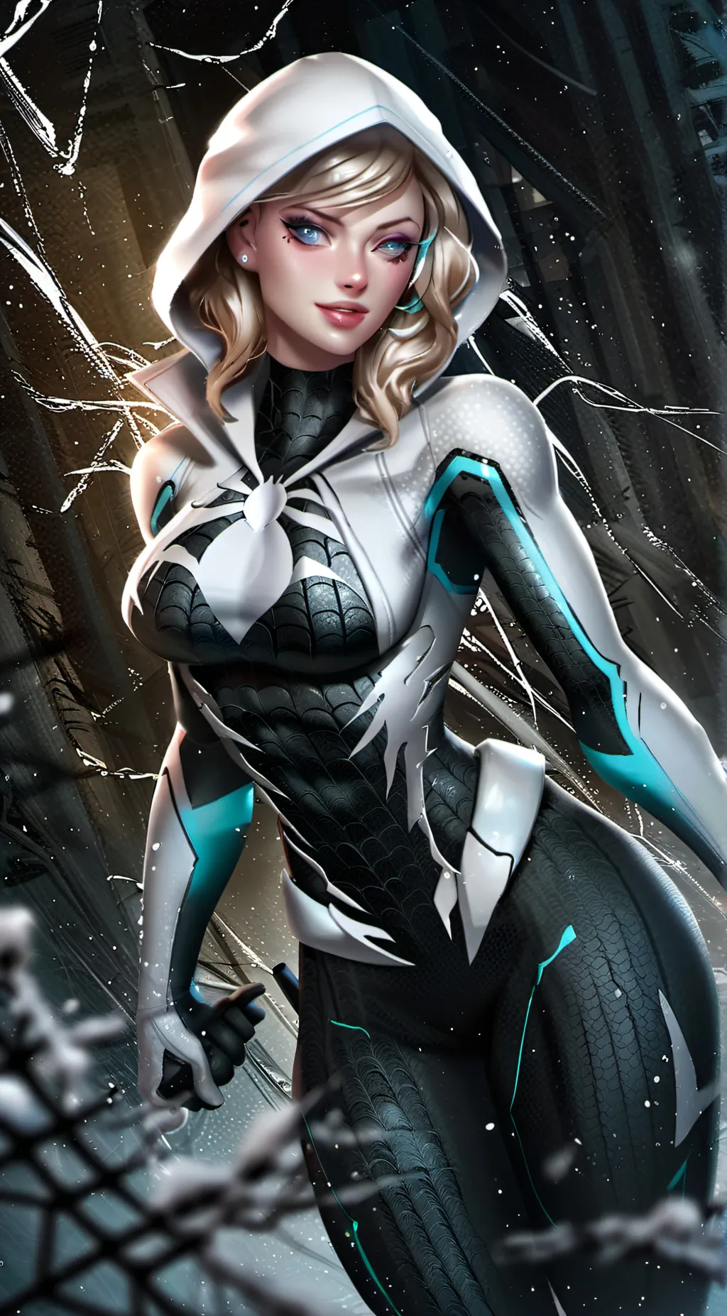 ai character: Spider-Gwen  background