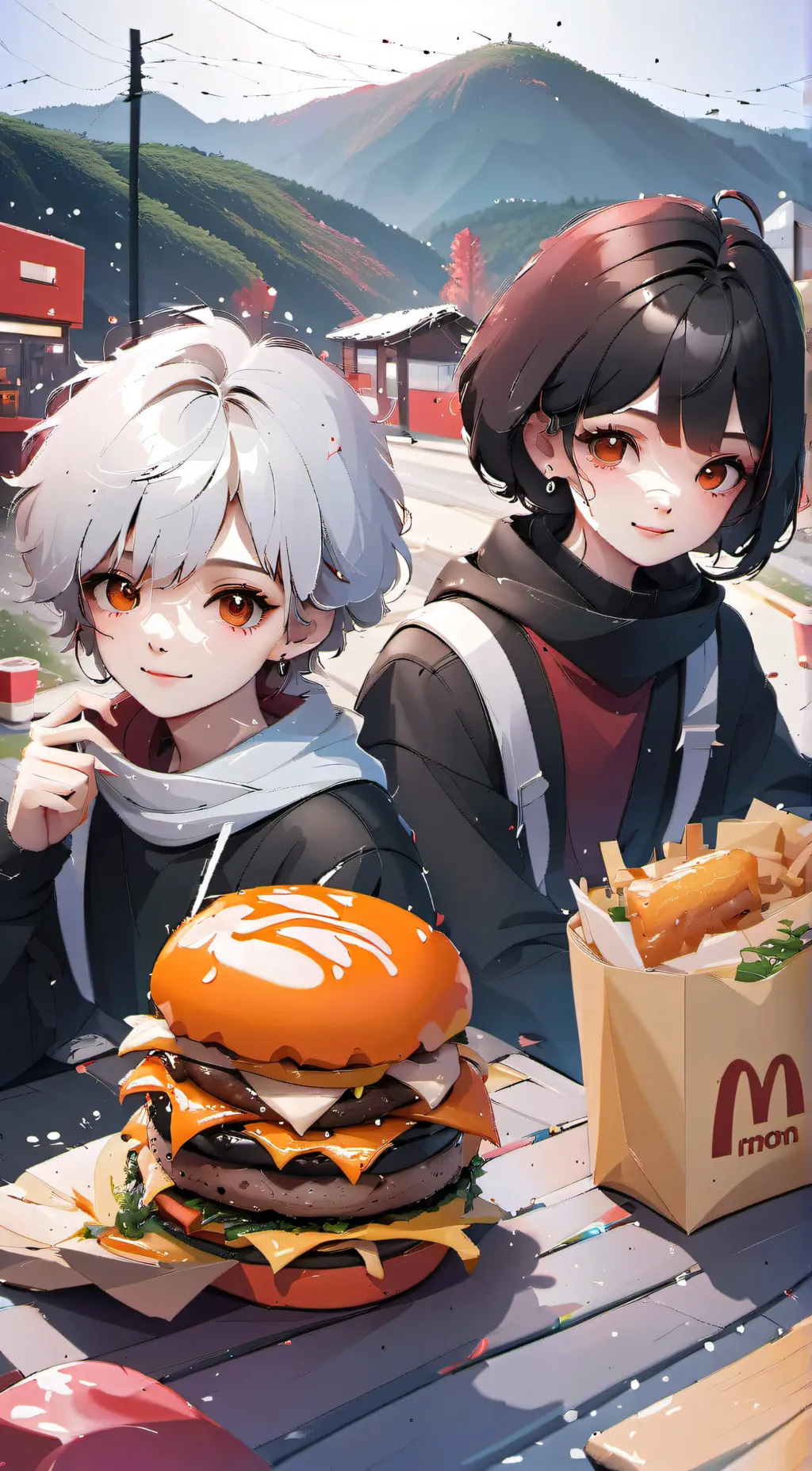 ai character: Bullys at Mcdonald background