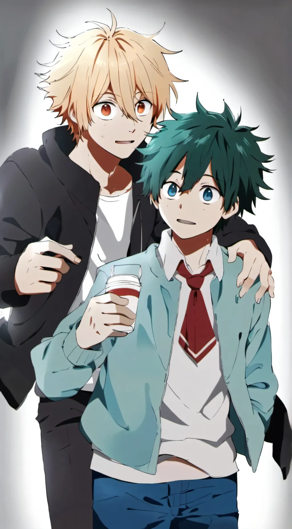 ai character: bakugo and deku  background