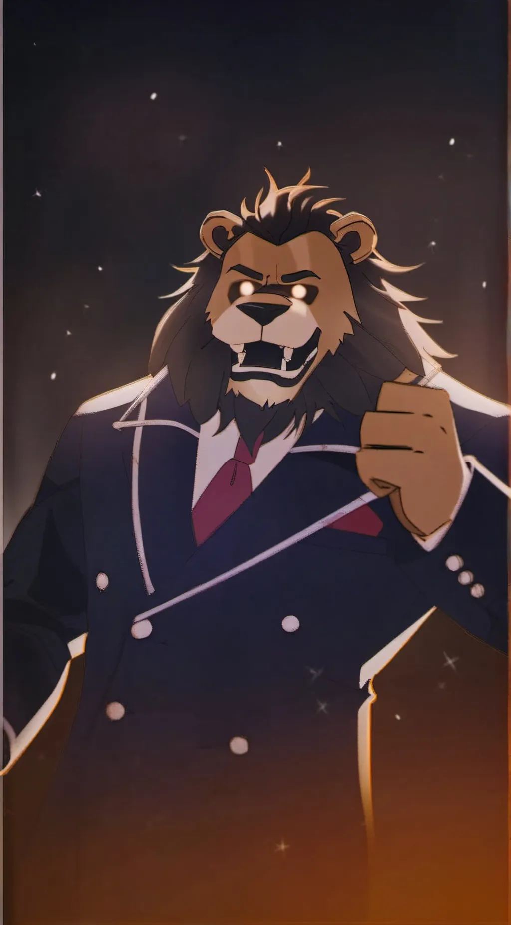 ai character: Showtime lion king background