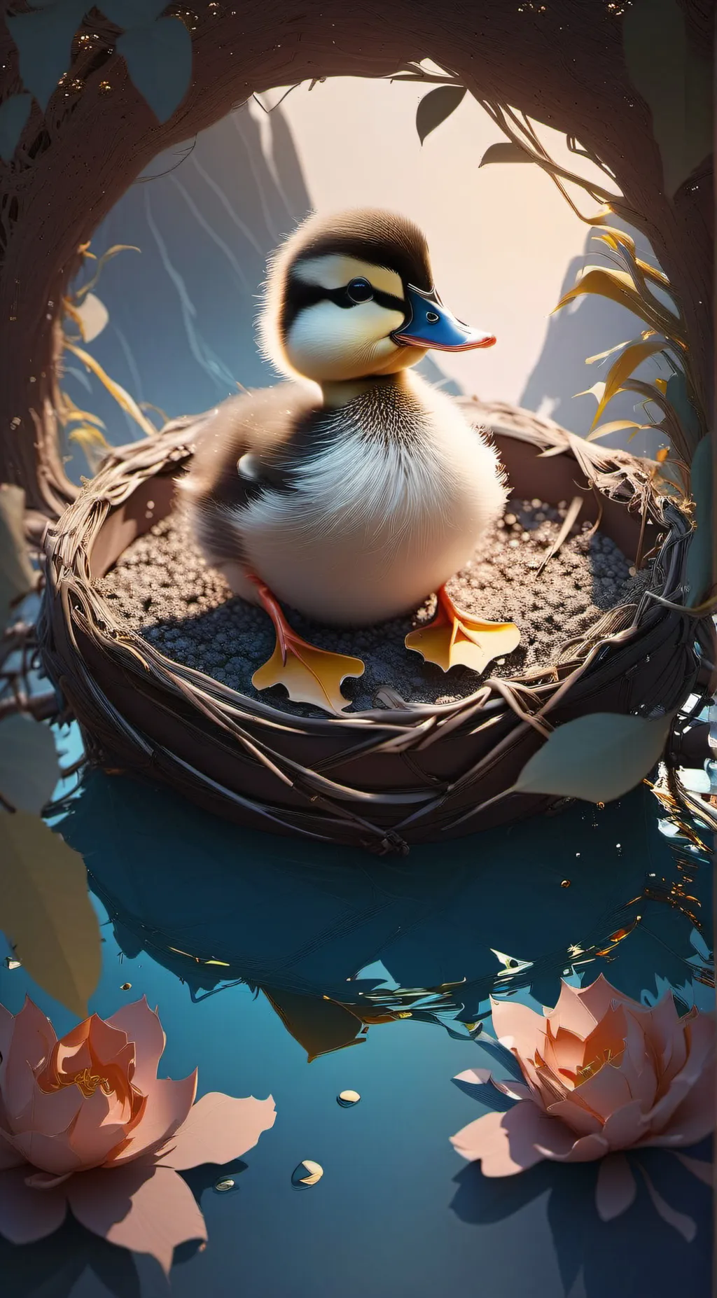 ai character: baby duck background