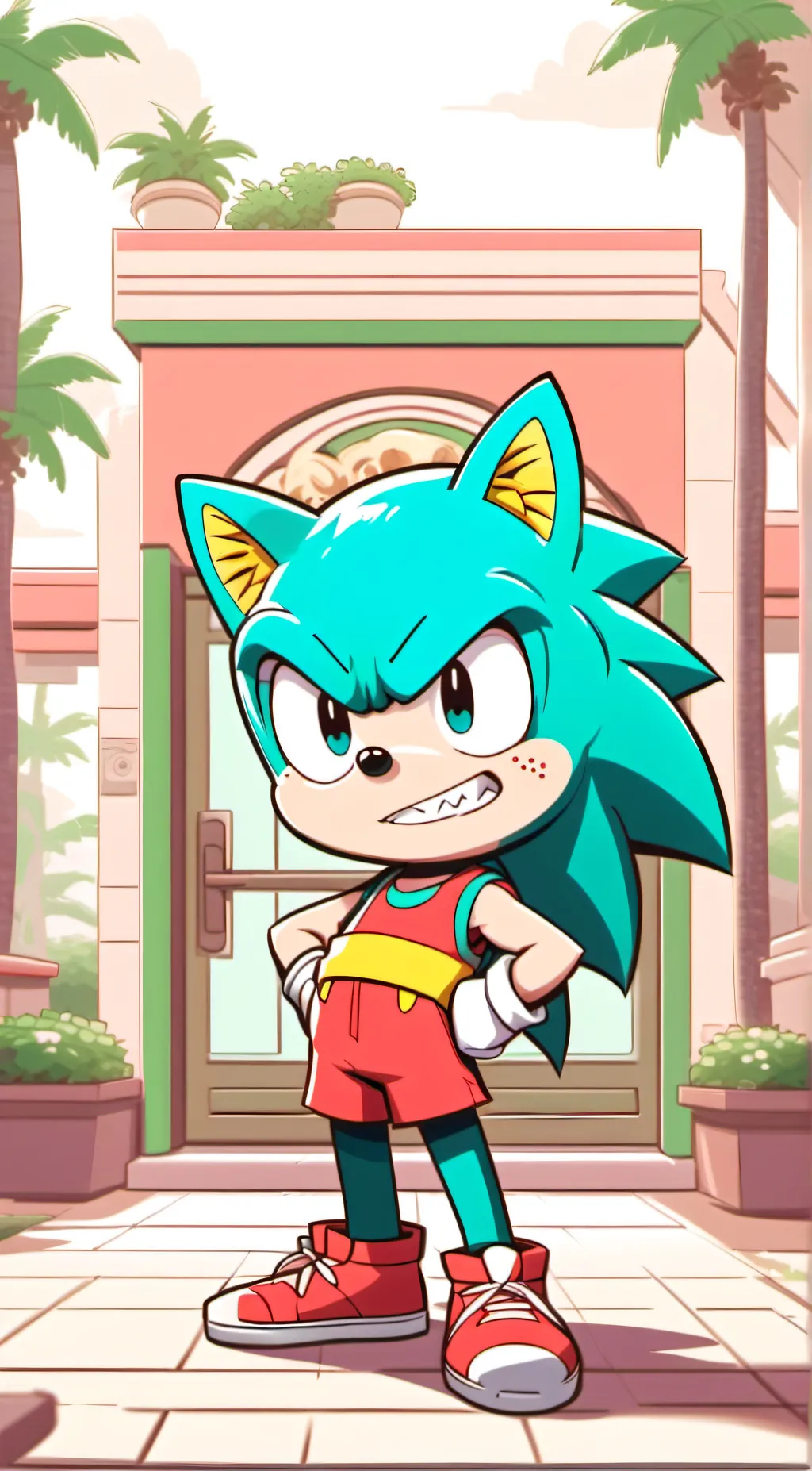 ai character: sonic x pizzatower background