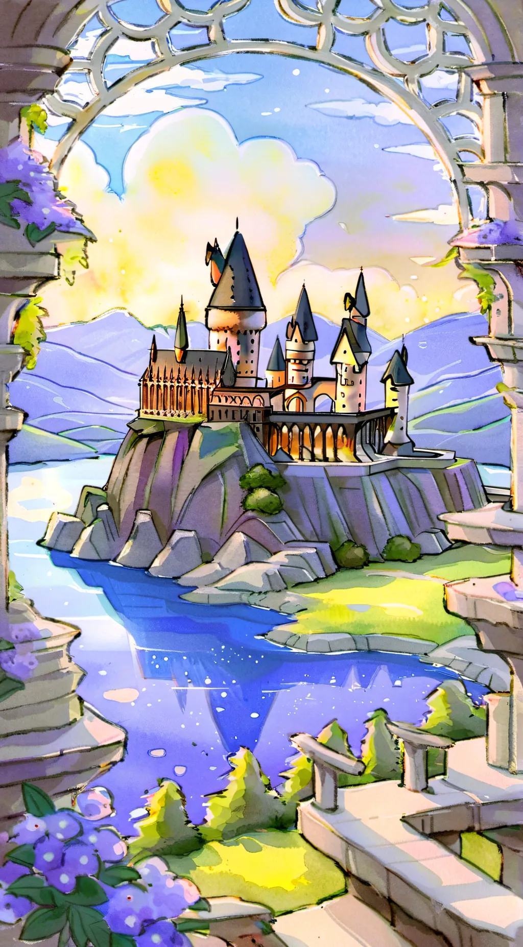 ai character: Hogwarts 🧡💚💙💛 background