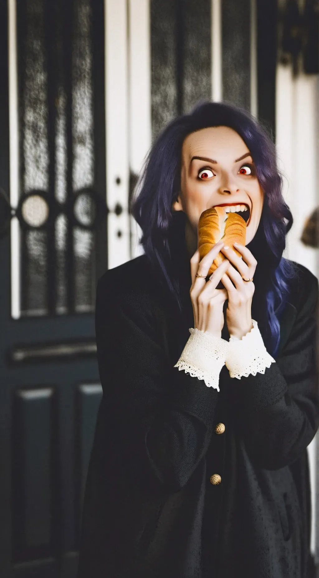ai character: Lauren bread side  background