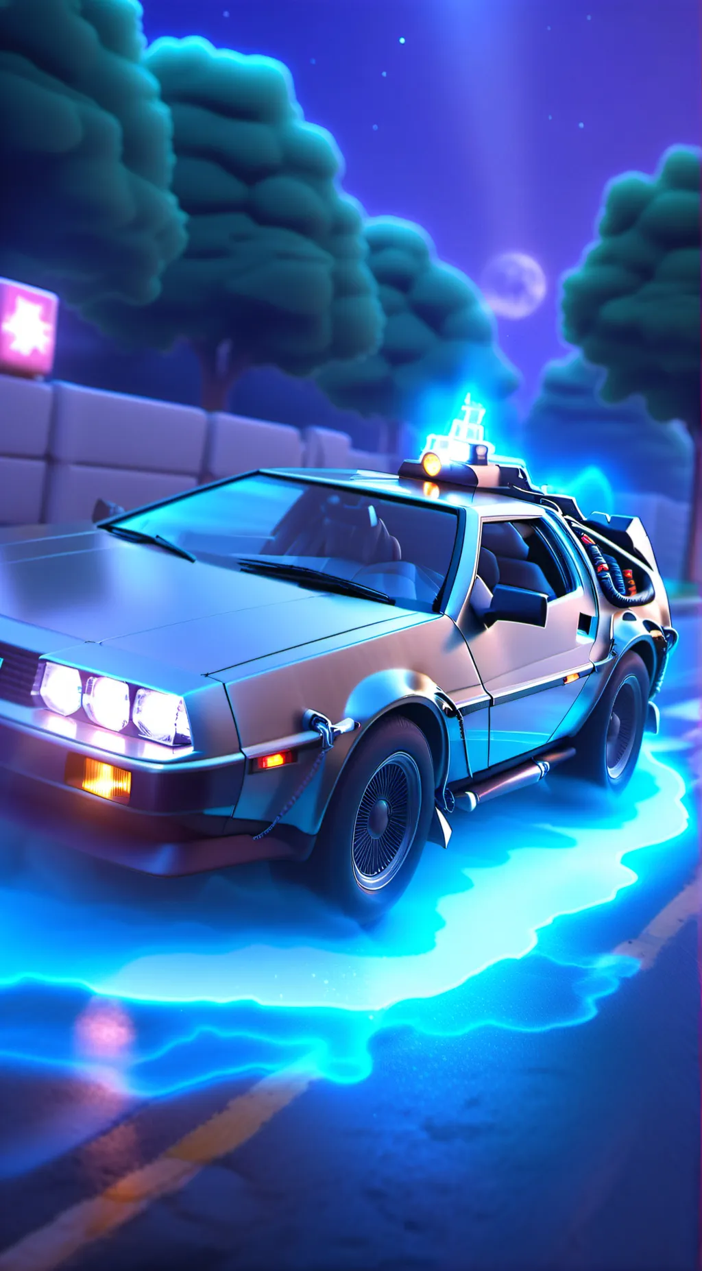 ai character: 1985 Delorean  background