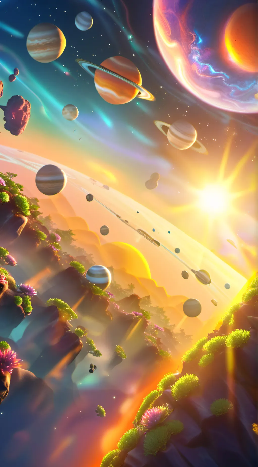 ai character: solar system background