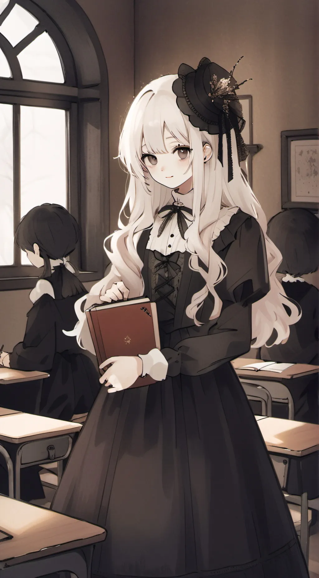 ai character: Miss stamp room background