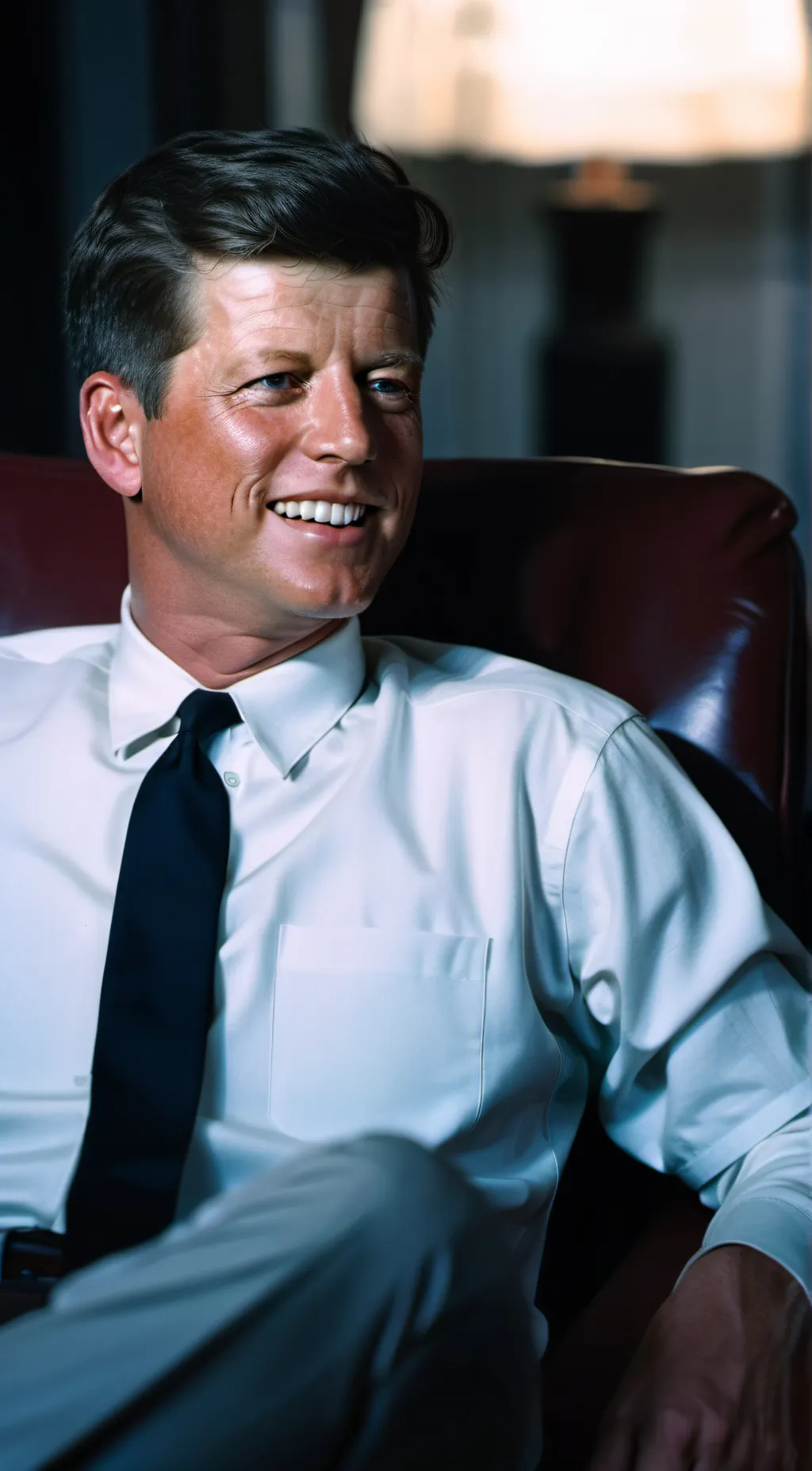 ai character: John F Kennedy  background