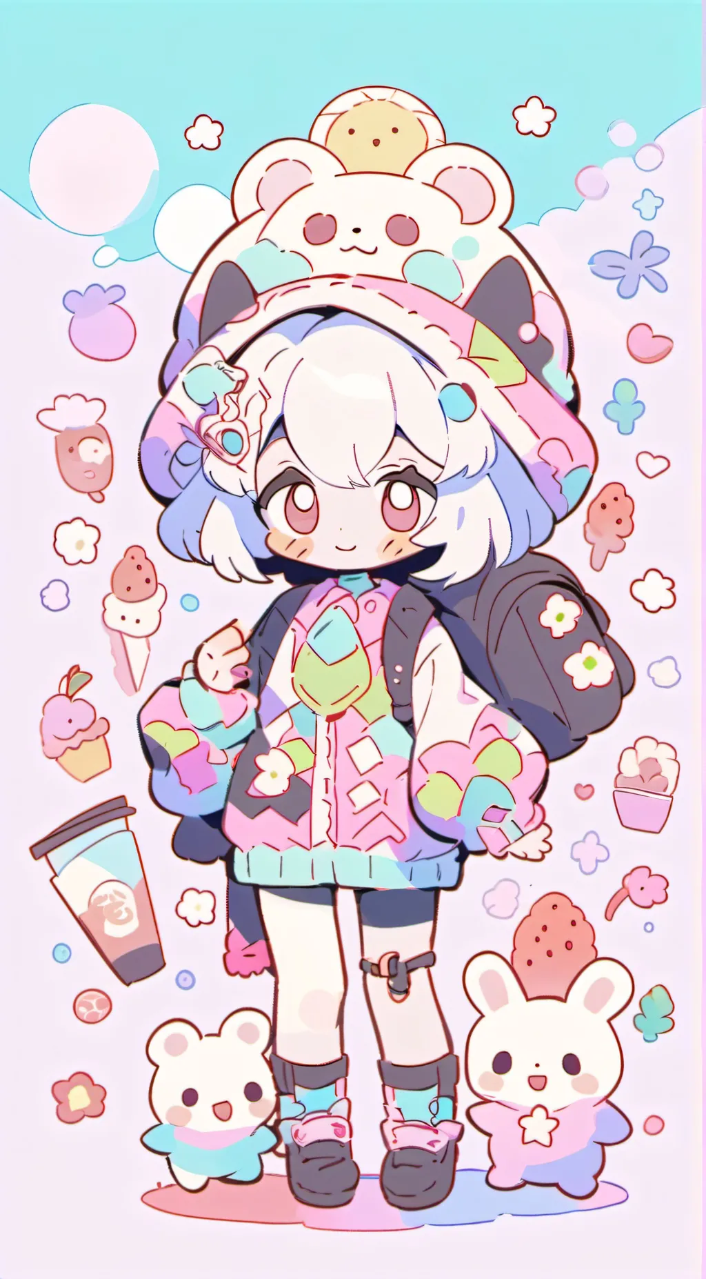 ai character: smiling critters background