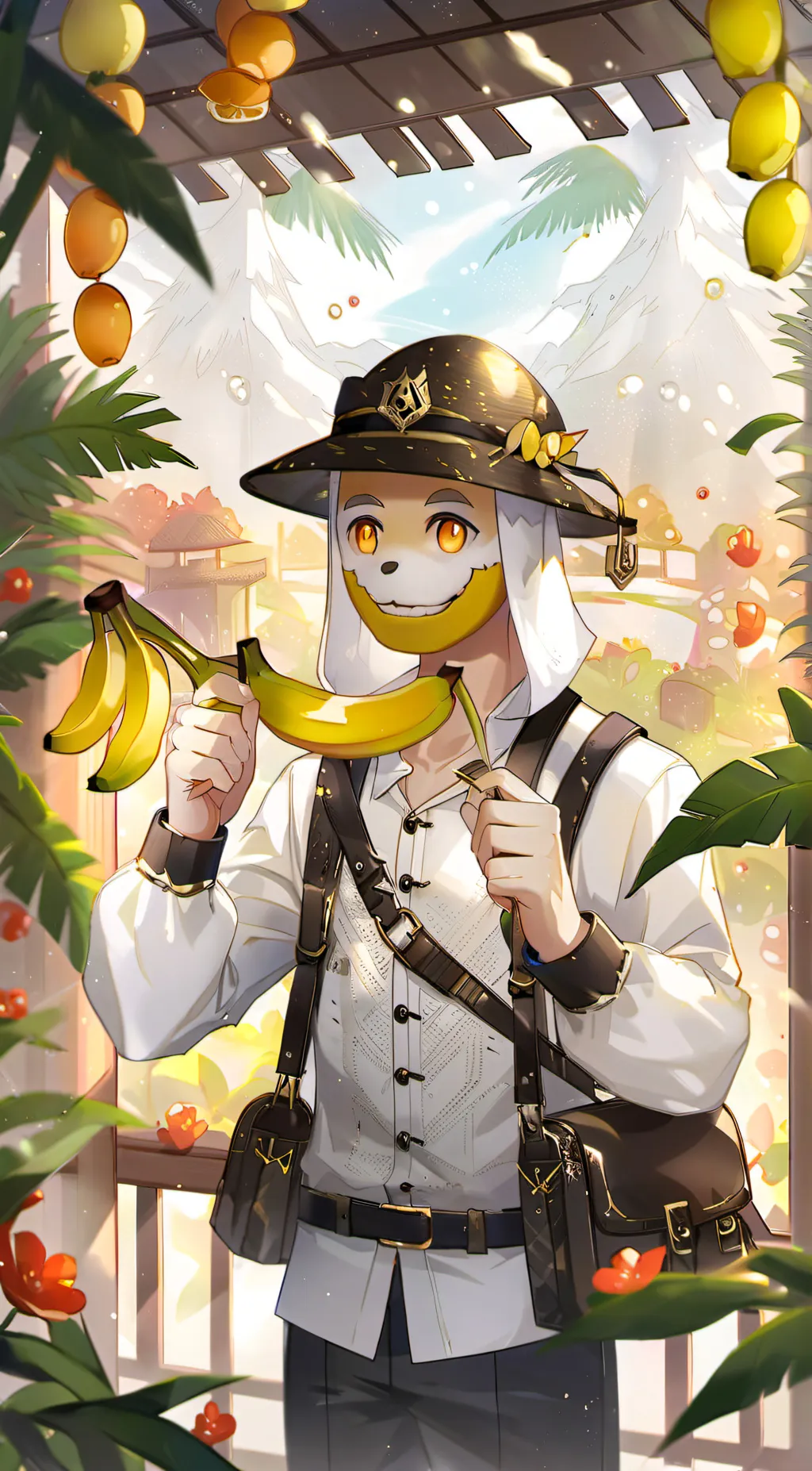 ai character: Mr banana  background