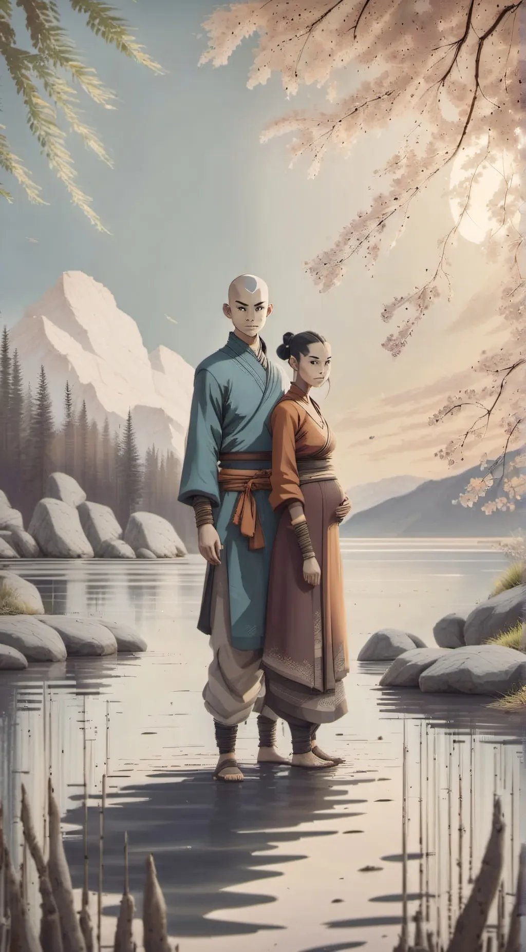 ai character: Aang & Katara background
