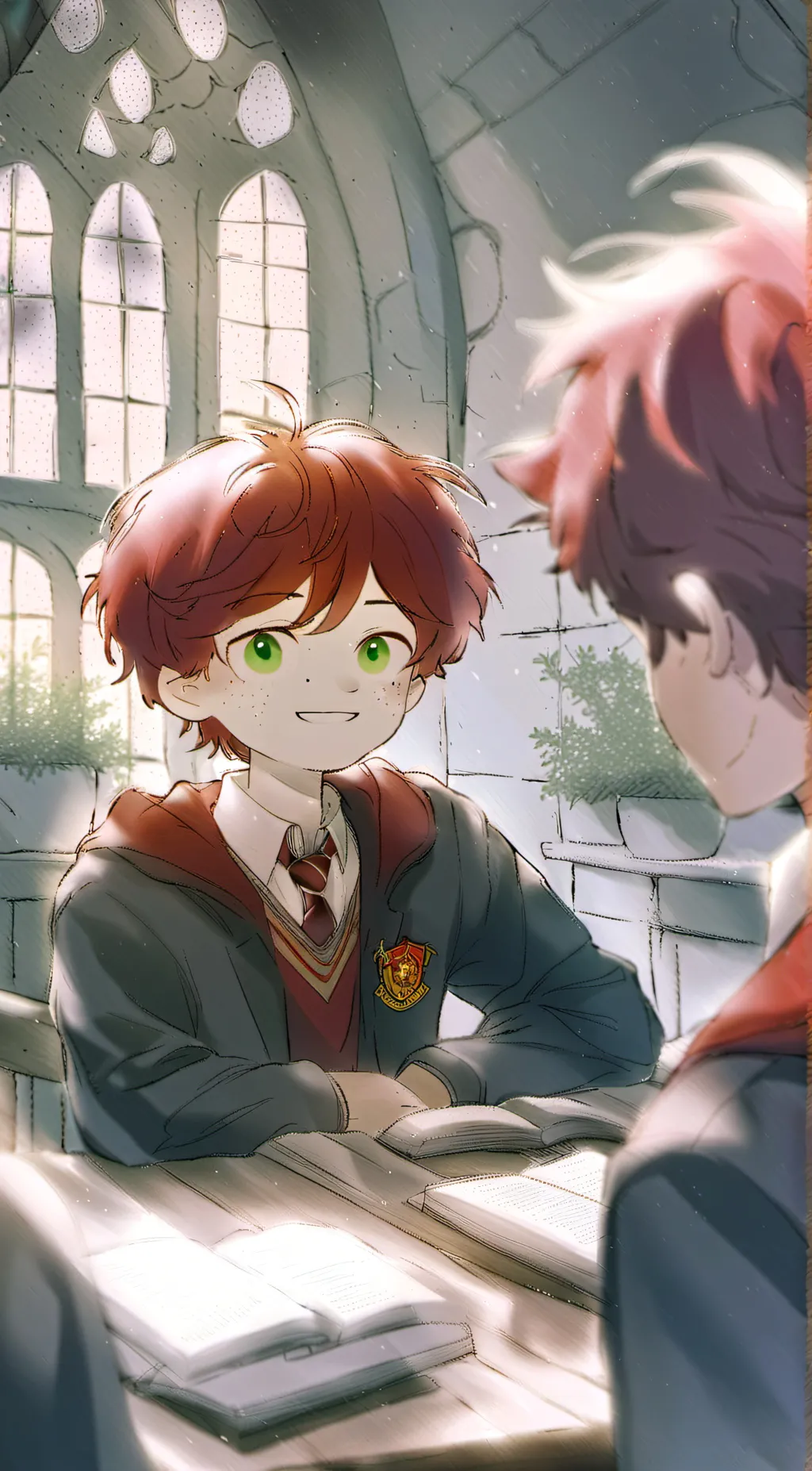 ai character: Hogwarts=home background