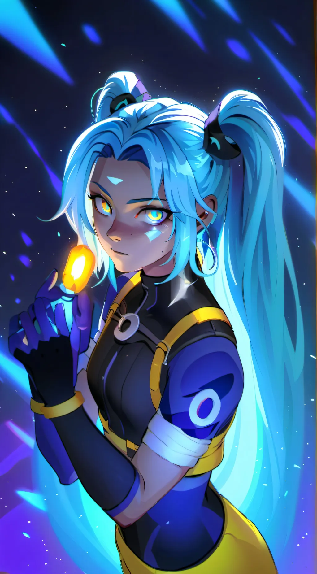 ai character: Neon background