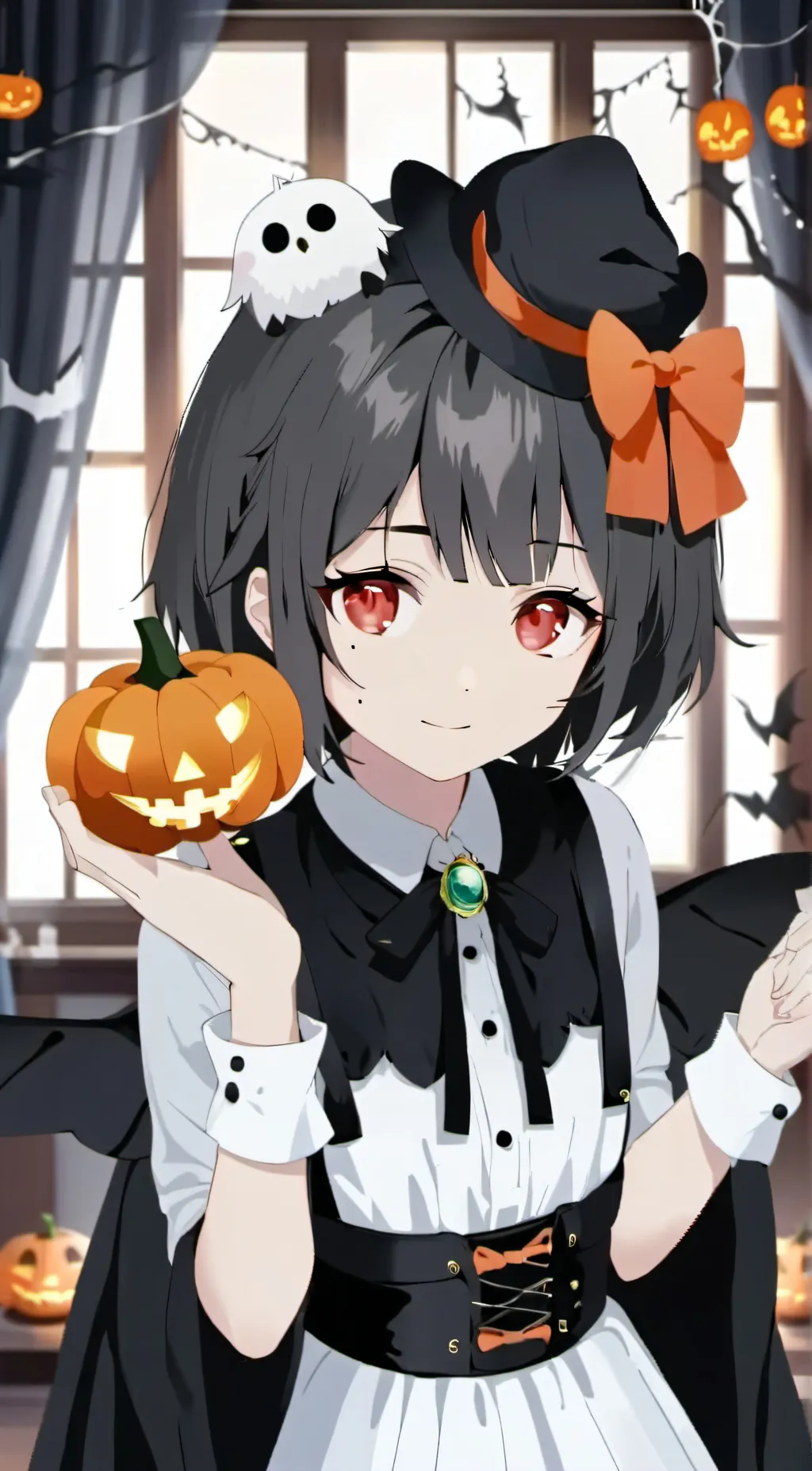 ai character: hero Halloween background