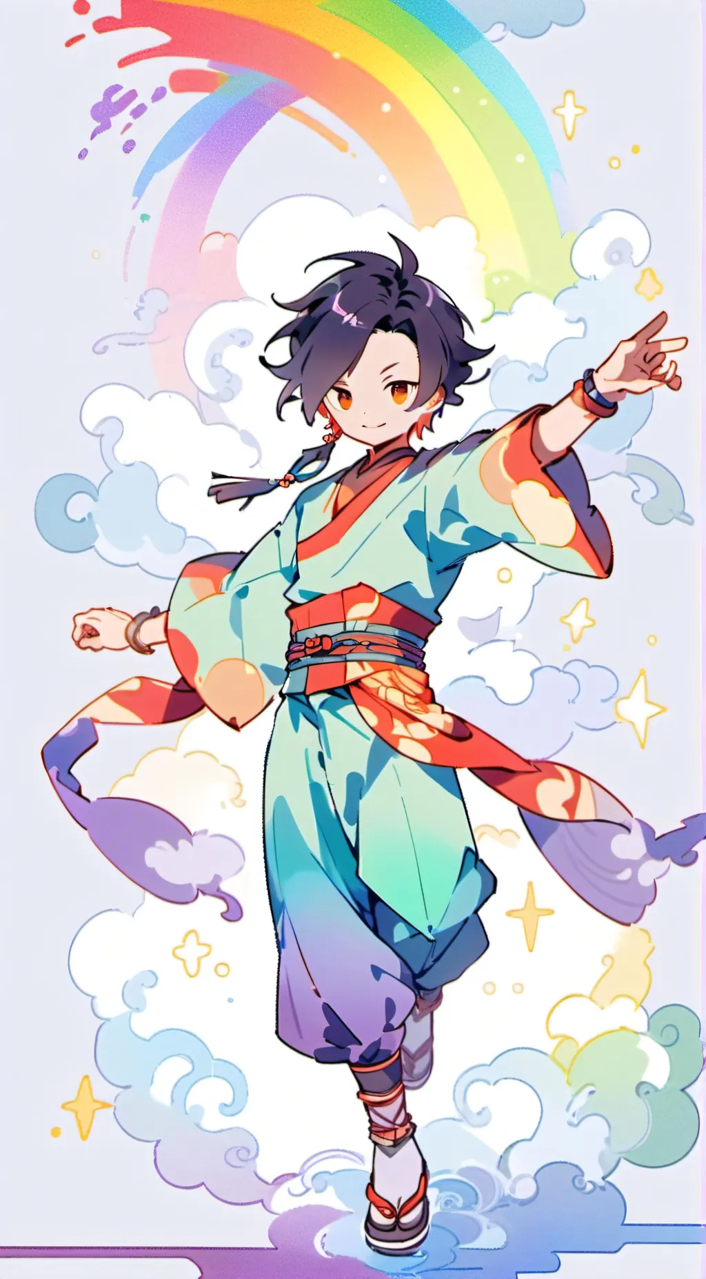 ai character: rainbow ruben  background