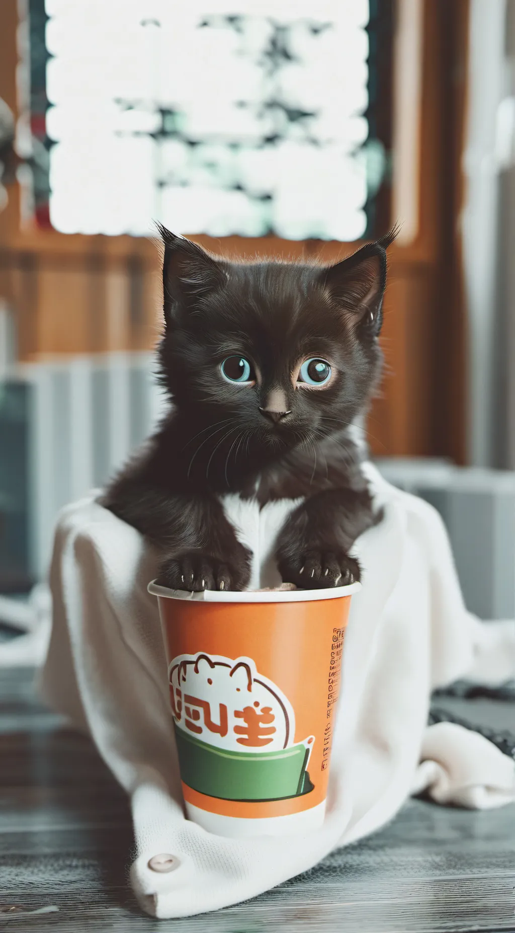 ai character: Baby boba cat background