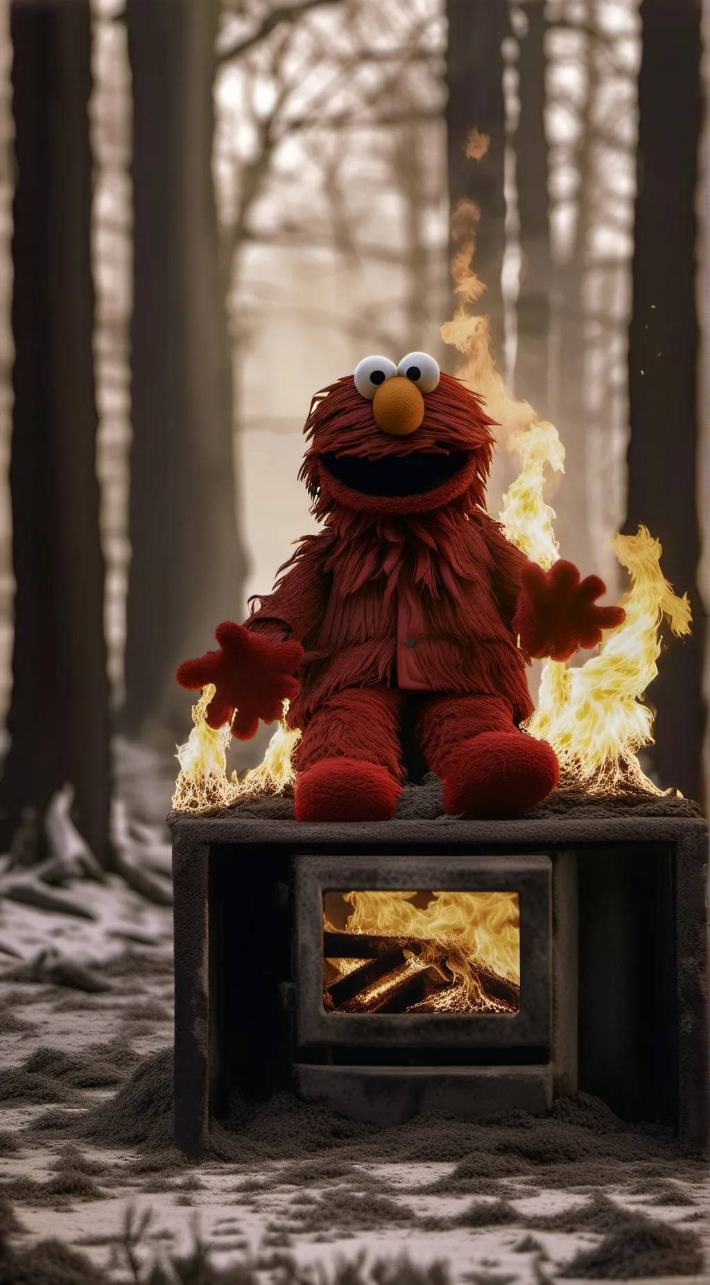 ai character: ARSON Elmo background