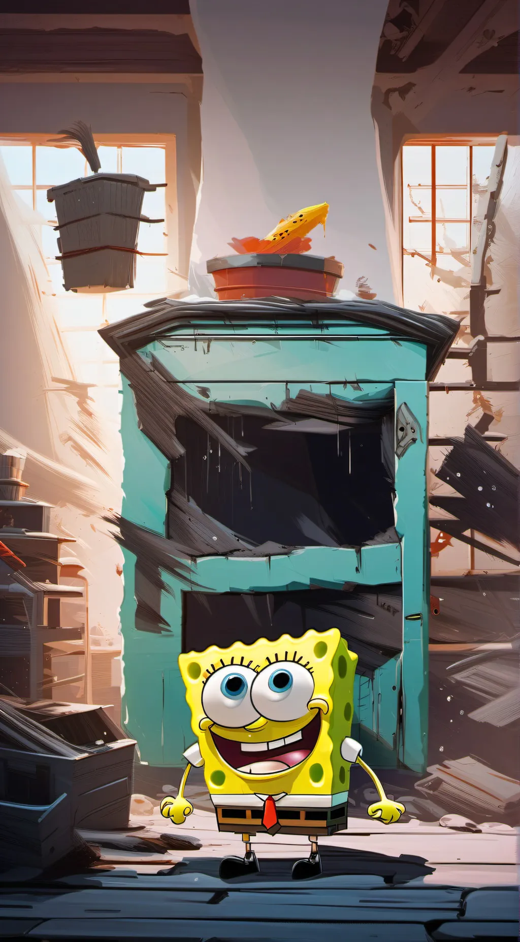 ai character: SpongeBob  background
