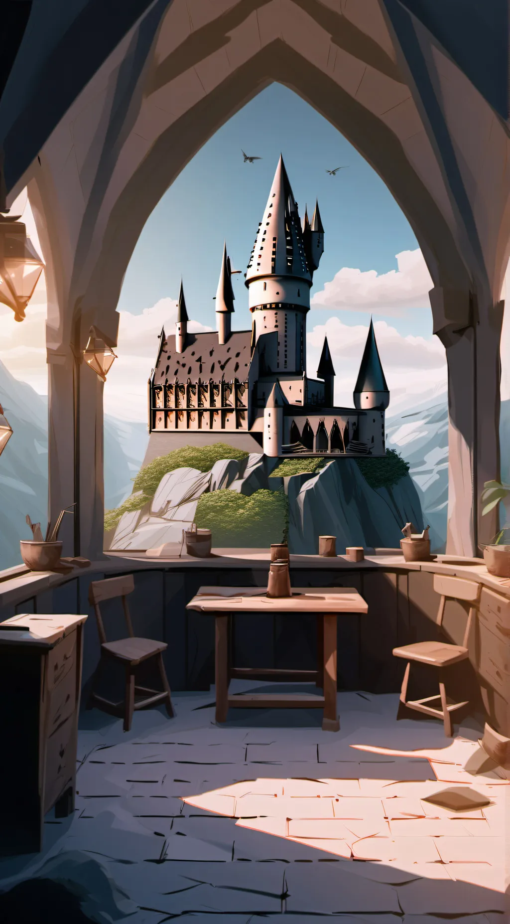 ai character: Hogwarts background