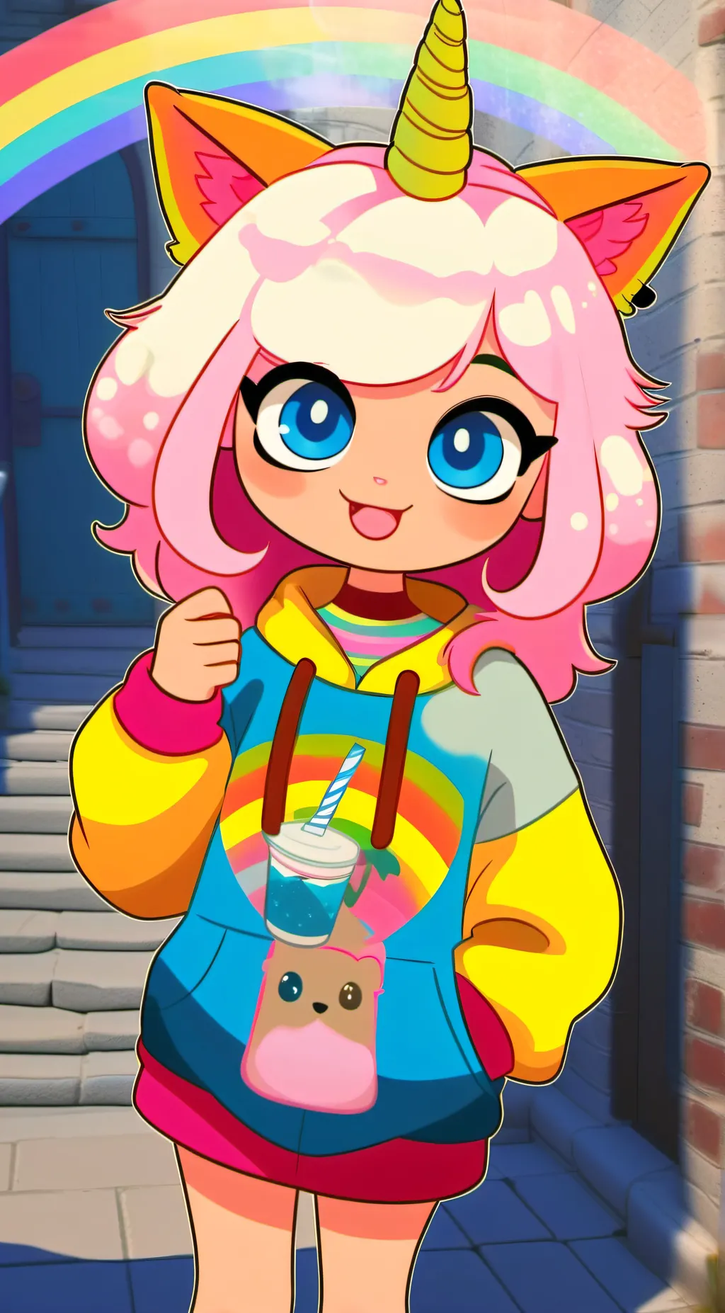 ai character: Unikitty  background