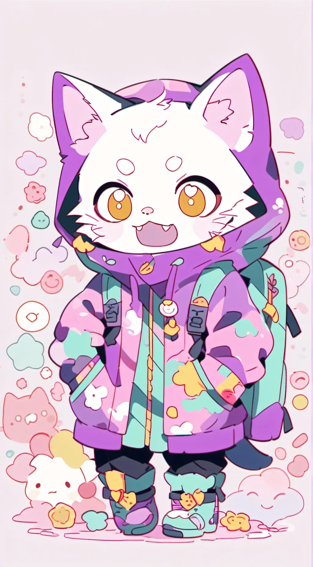 ai character: Catnap chibi  background