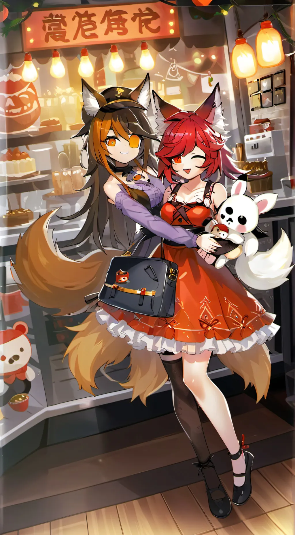 ai character: foxy and lolbit background