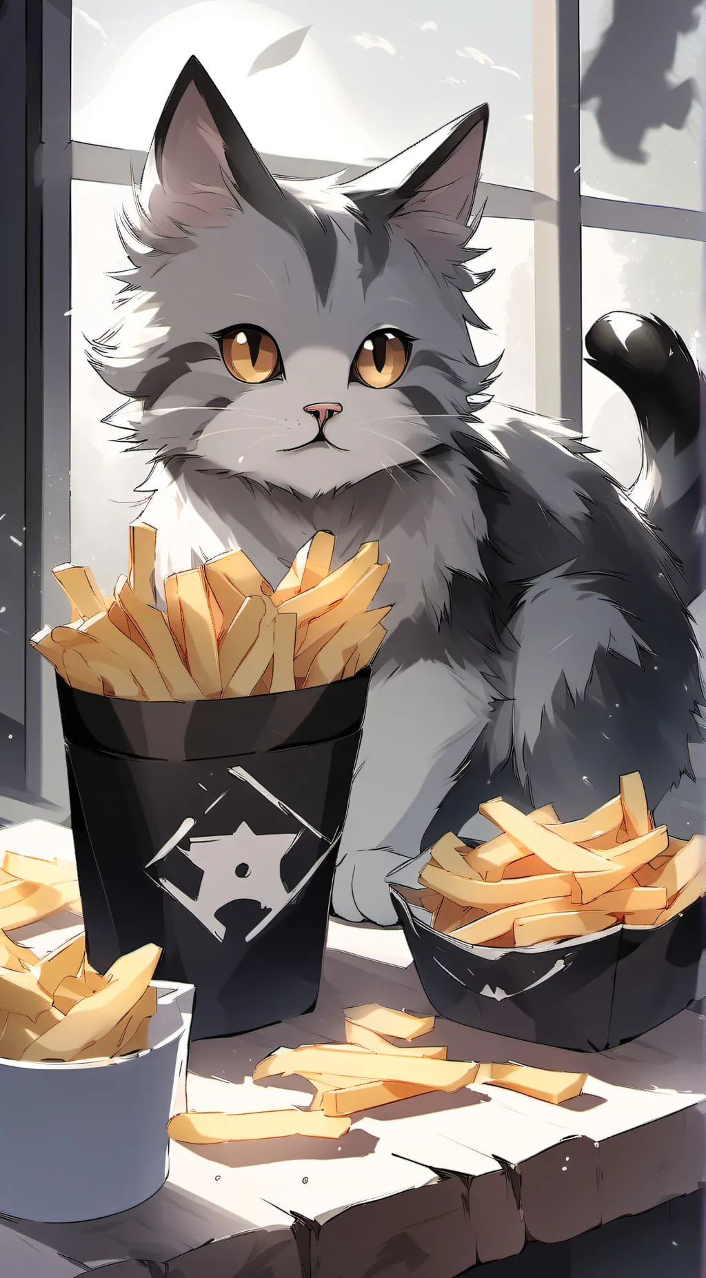 ai character: homeless cat background