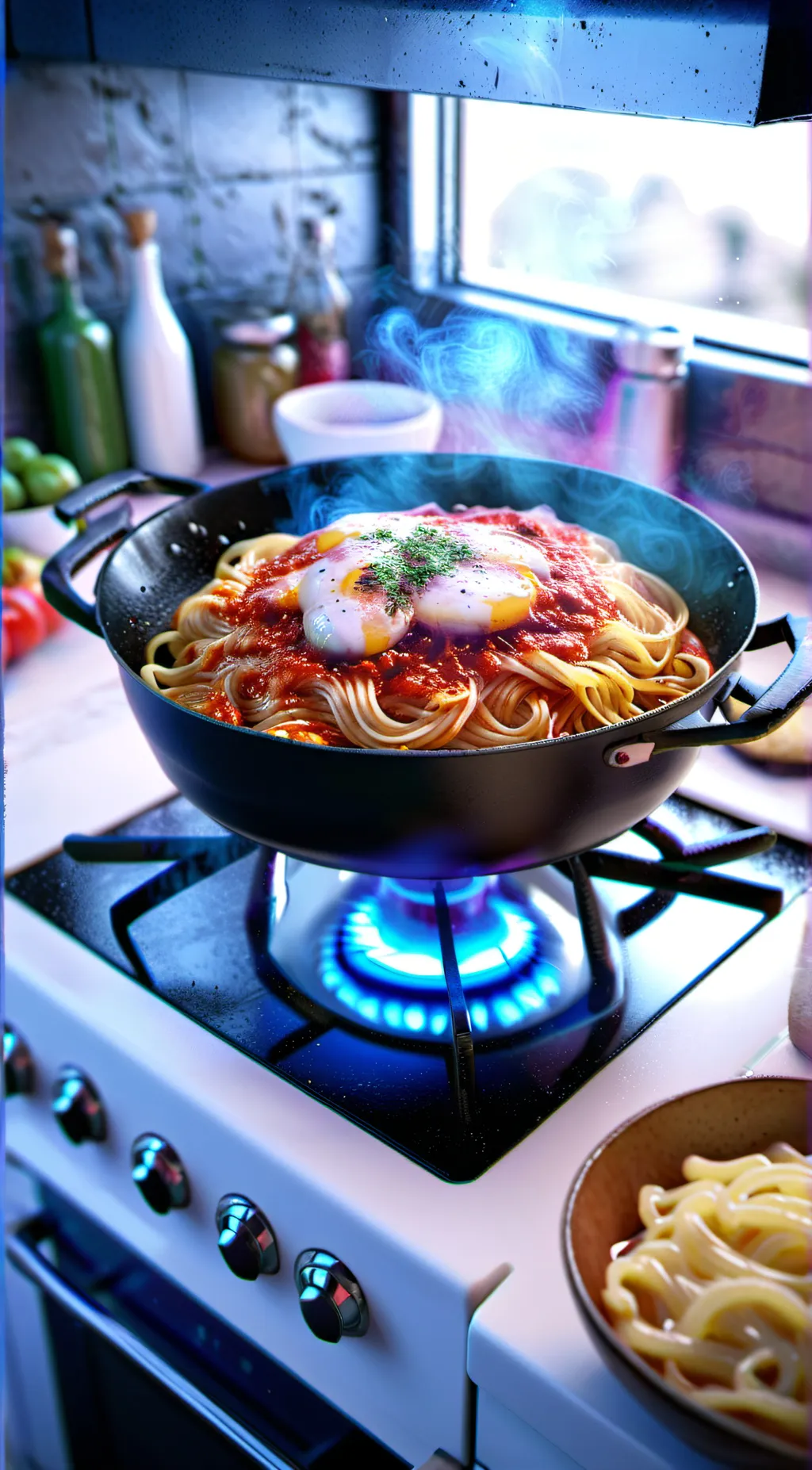 ai character: Spaghetti of life background