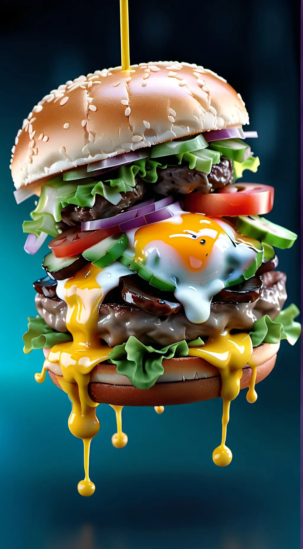 ai character: cheese burger background