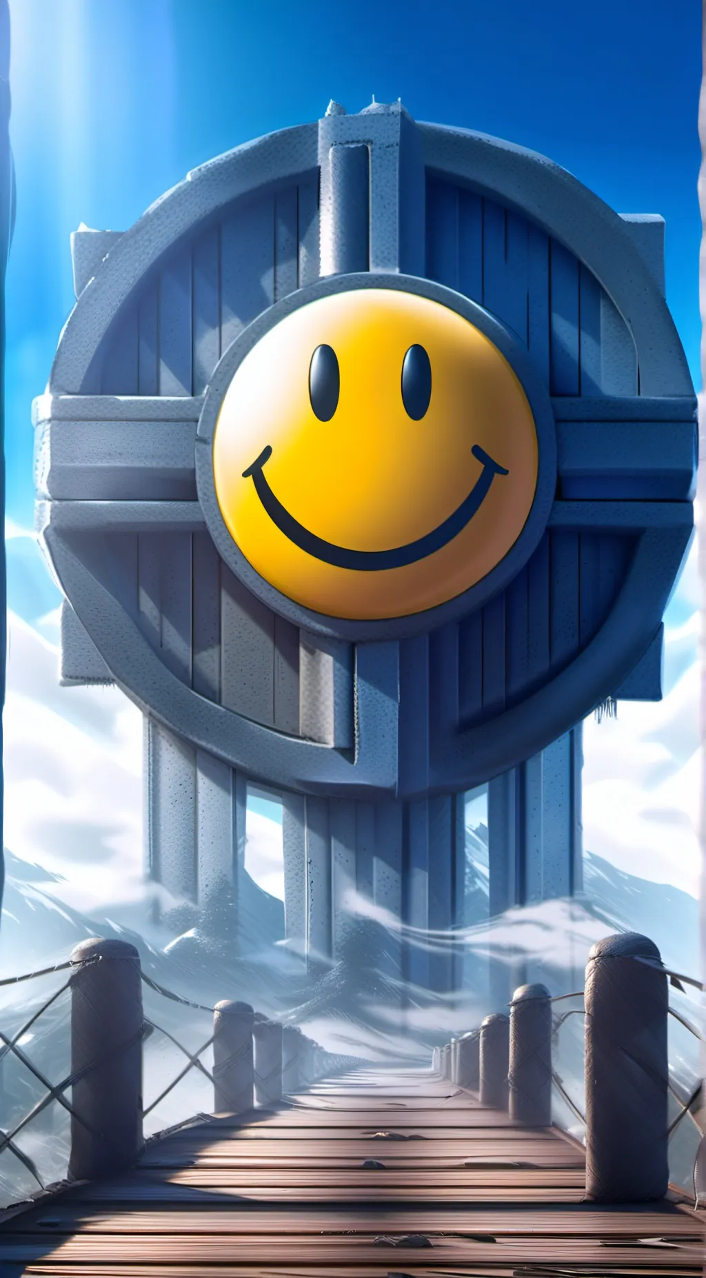 ai character: Smiley city:D background