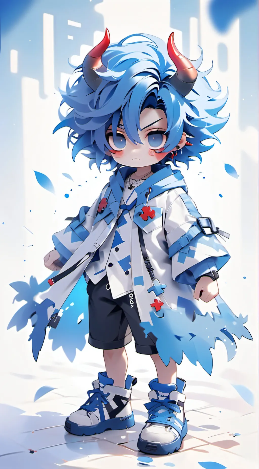 ai character: huggie woogie 💙💙🩵 background